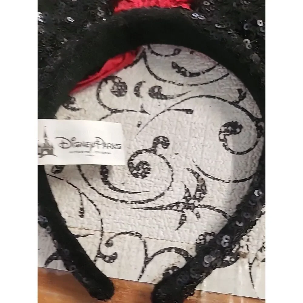 Disney Parks Black and Red Sequin Ear Headband